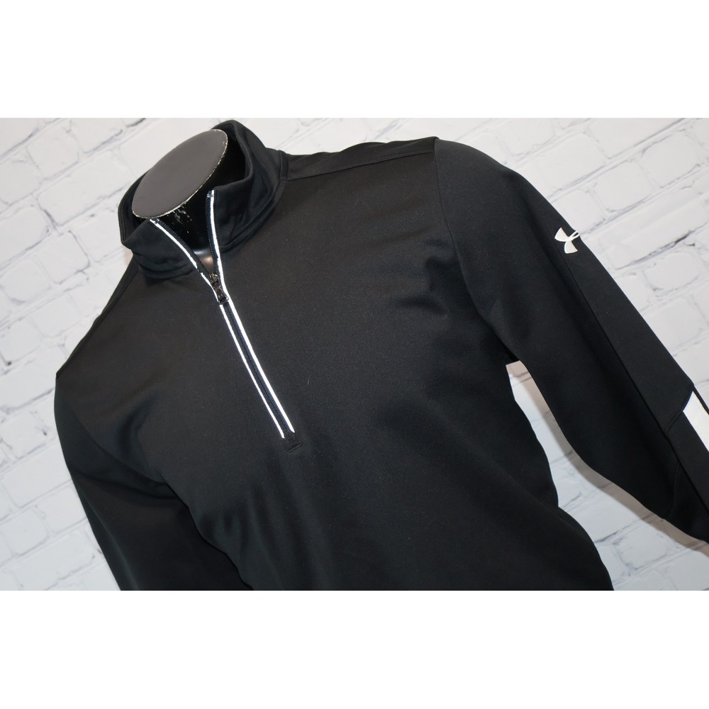 Under Armour 1/4 Zip Golf Pullover Shirt Mens Large Black UBS Logo Loose Fit Gym